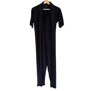 HATCH Black Jumpsuit Size 0 Shawl Collar Short Sleeve Career Casual Maternity‎